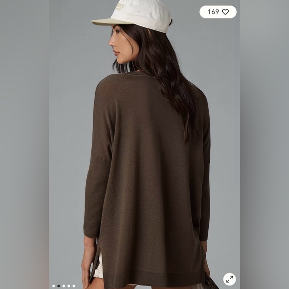 Merino Wool Anthropology Maeve Oversized Crew-Neck Sweater Size XS ~ fits Large - Picture 3 of 10